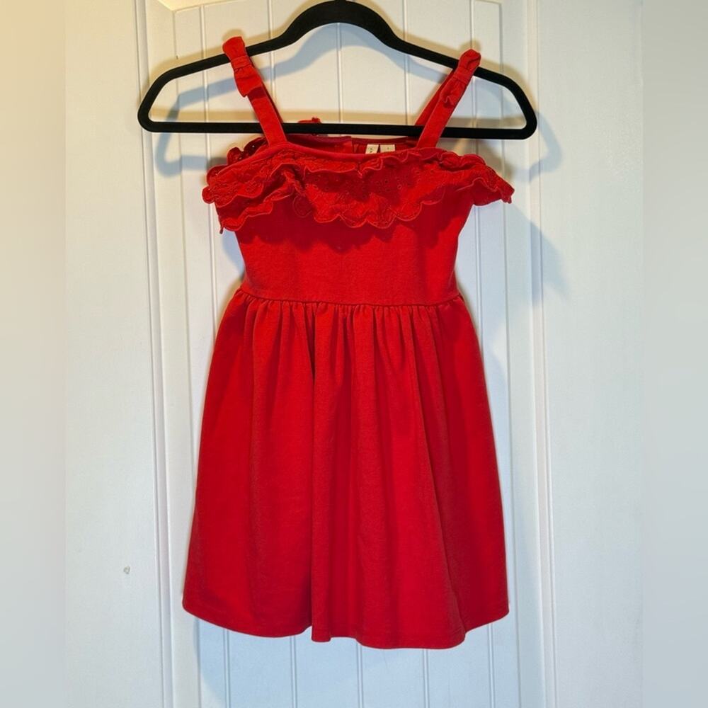 Janie and Jack Vibrant Red Ruffle Dress Size 7